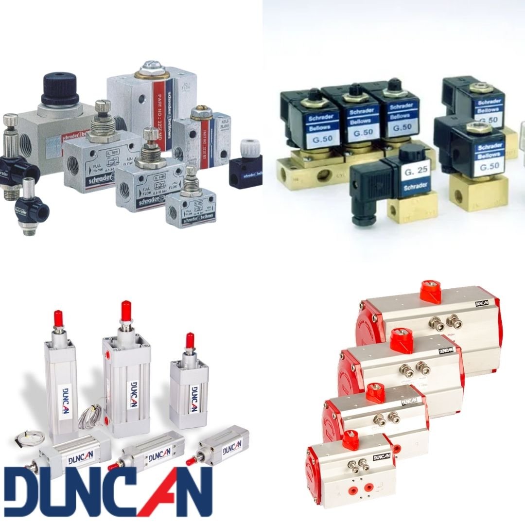 Pneumatic Cylinders, Seal Kits, Solenoid Valves, Midget Solenoid Valves, FRL Units, Rotary Actuators, Positioner Cylinders, Valve Automation Systems, Knife Gate Valves, Electrical Actuators